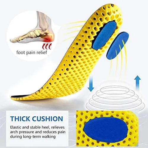 3 Pairs Elastic Shock Absorbing Shoe Insoles Breathable Honeycomb Sneaker Inserts Sports Shoe Insole Replacement Insoles for Men and Women 3 Pairs UK3-6