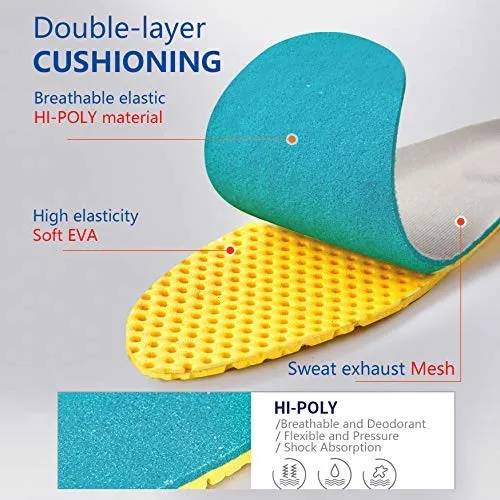 3 Pairs Elastic Shock Absorbing Shoe Insoles Breathable Honeycomb Sneaker Inserts Sports Shoe Insole Replacement Insoles for Men and Women 3 Pairs UK3-6