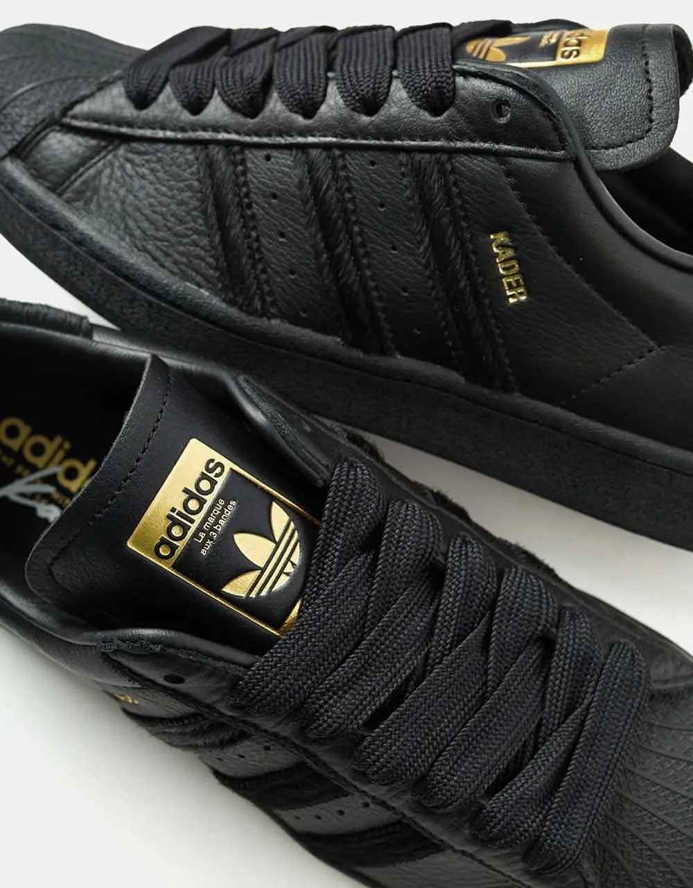 adidas x Kader Superstarv ADV Skate Shoes - Core Black/Core Black/Gold Metallic