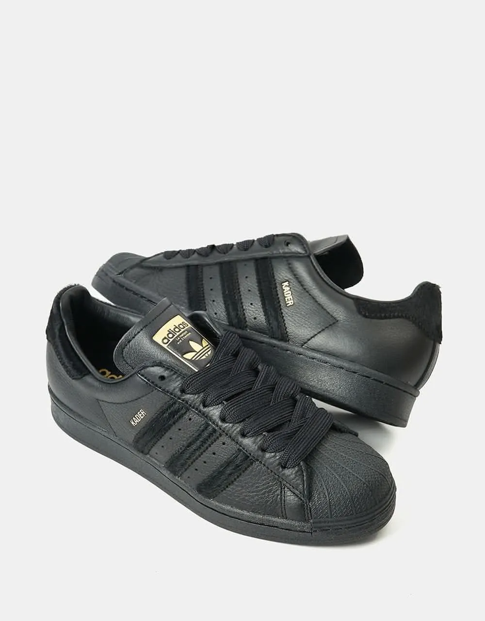 adidas x Kader Superstarv ADV Skate Shoes - Core Black/Core Black/Gold Metallic