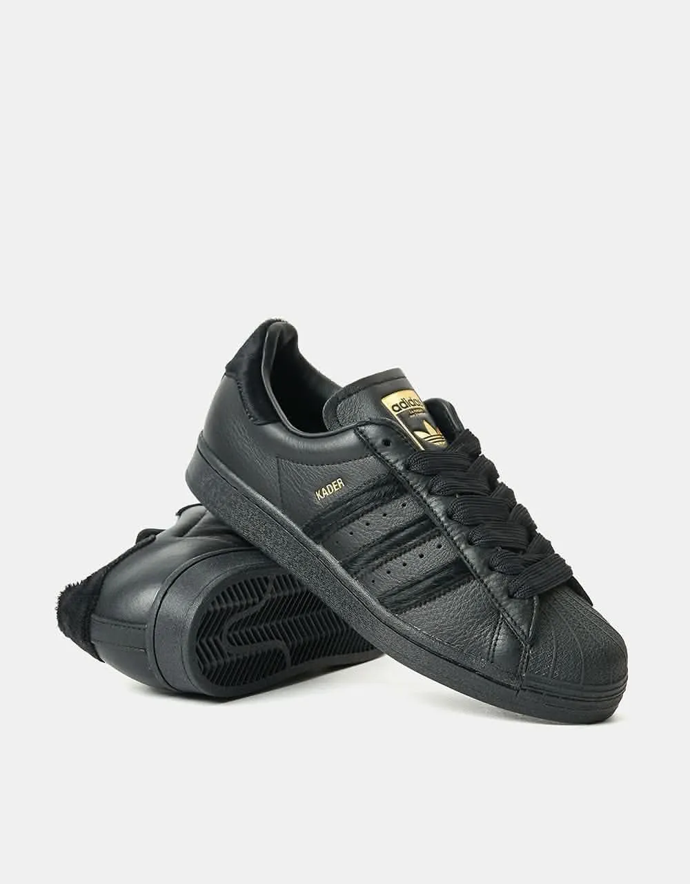 adidas x Kader Superstarv ADV Skate Shoes - Core Black/Core Black/Gold Metallic