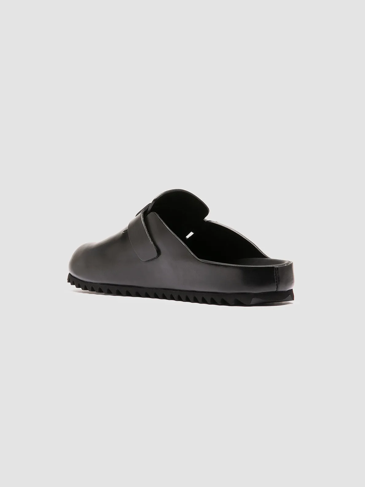 AGORÀ 012 - Black Leather Mule Sandals