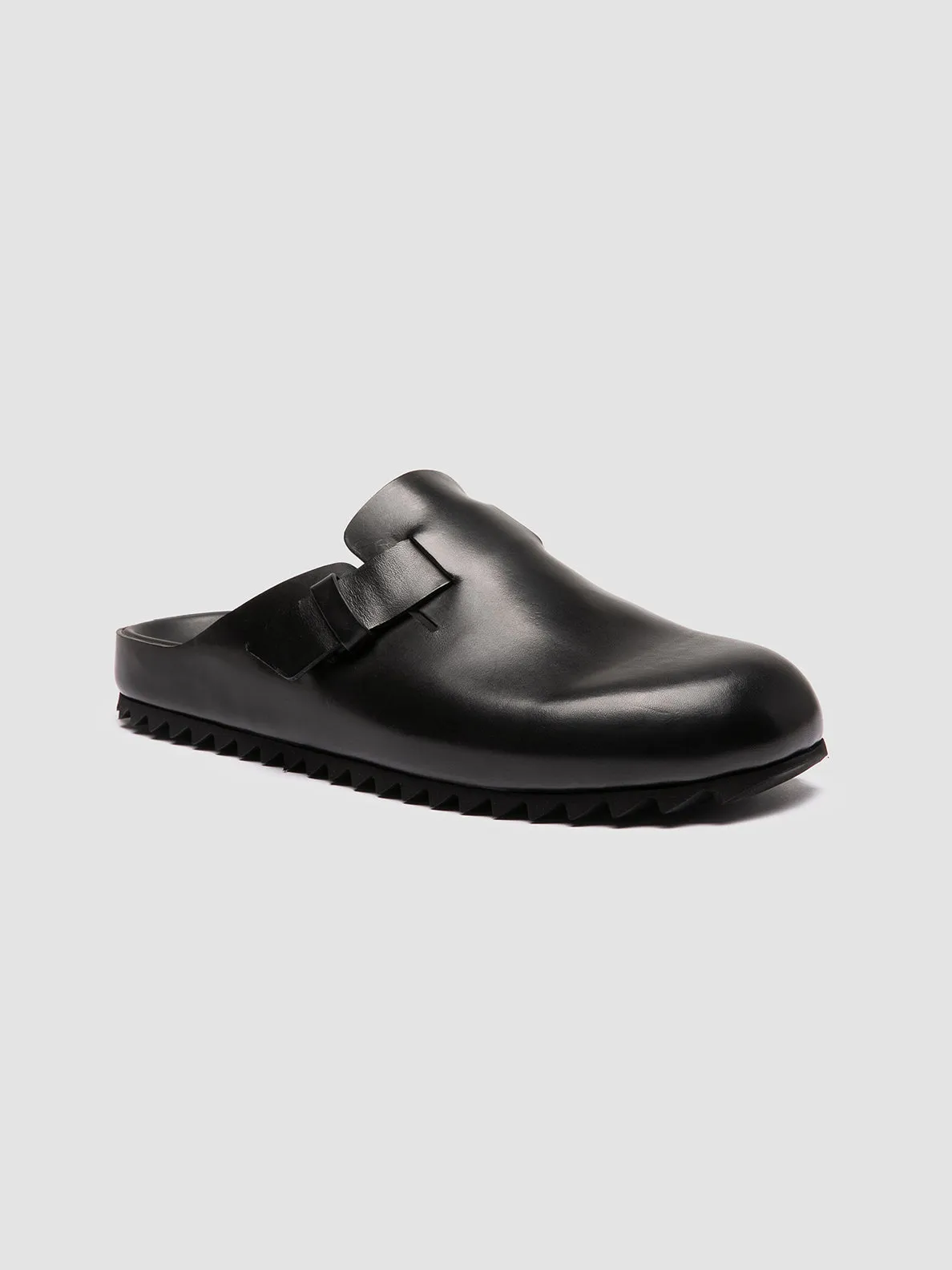 AGORÀ 012 - Black Leather Mule Sandals