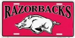 Arkansas Razorbacks Embossed Metal License Plate