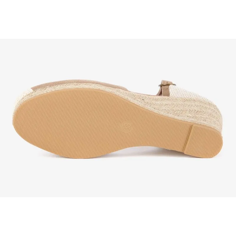 Barbour Frances Suede Ladies Espadrille Wedge - Sand