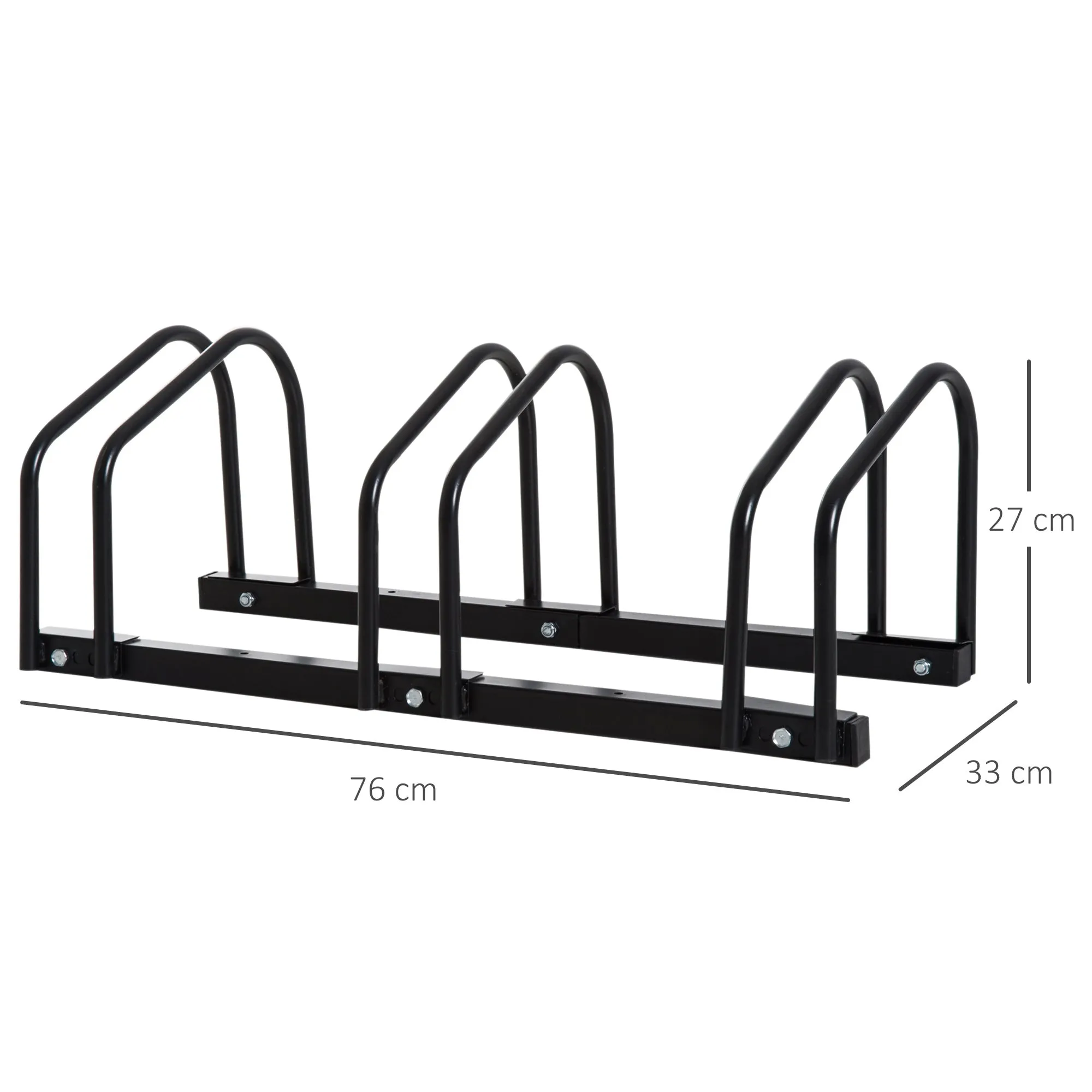 Bike Stand Parking Rack Floor or Wall Mount Bicycle Cycle Storage Locking Stand 76L x 33W x 27H (3 Racks, Black)