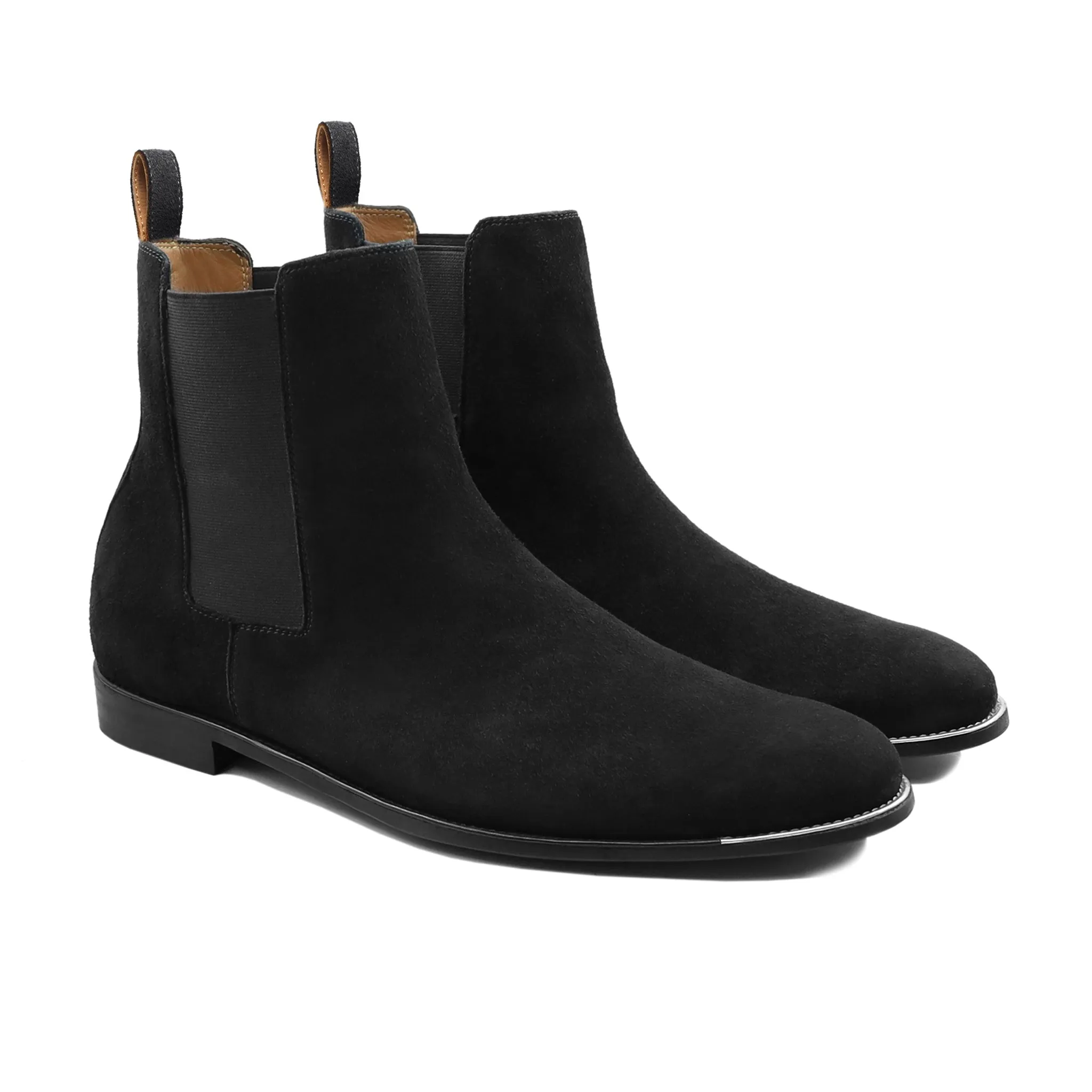 Bludenz - Men's Black Kid Suede Chelsea Boot