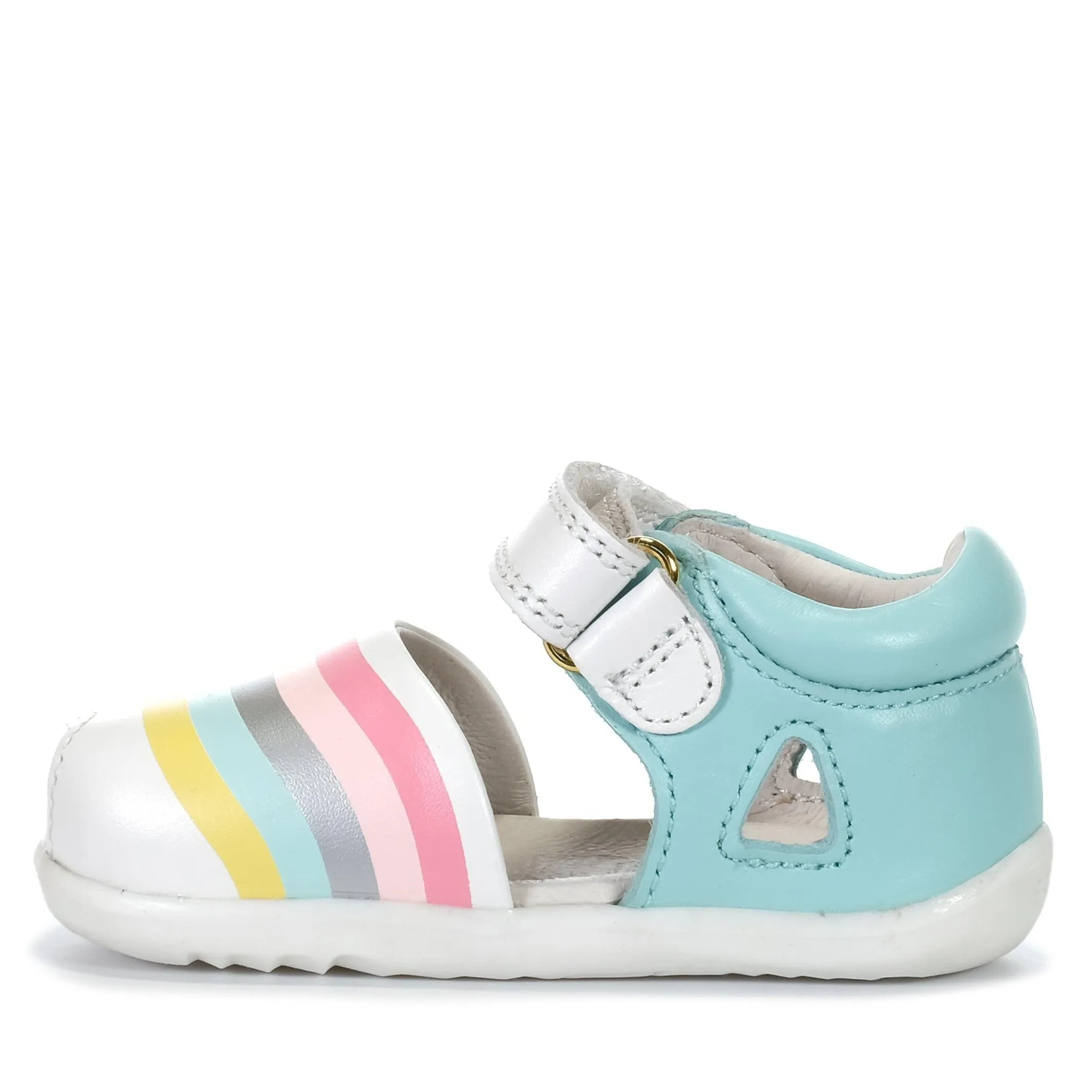 Bobux Step Up Twist 733101 Mist   Silver Rainbow Print