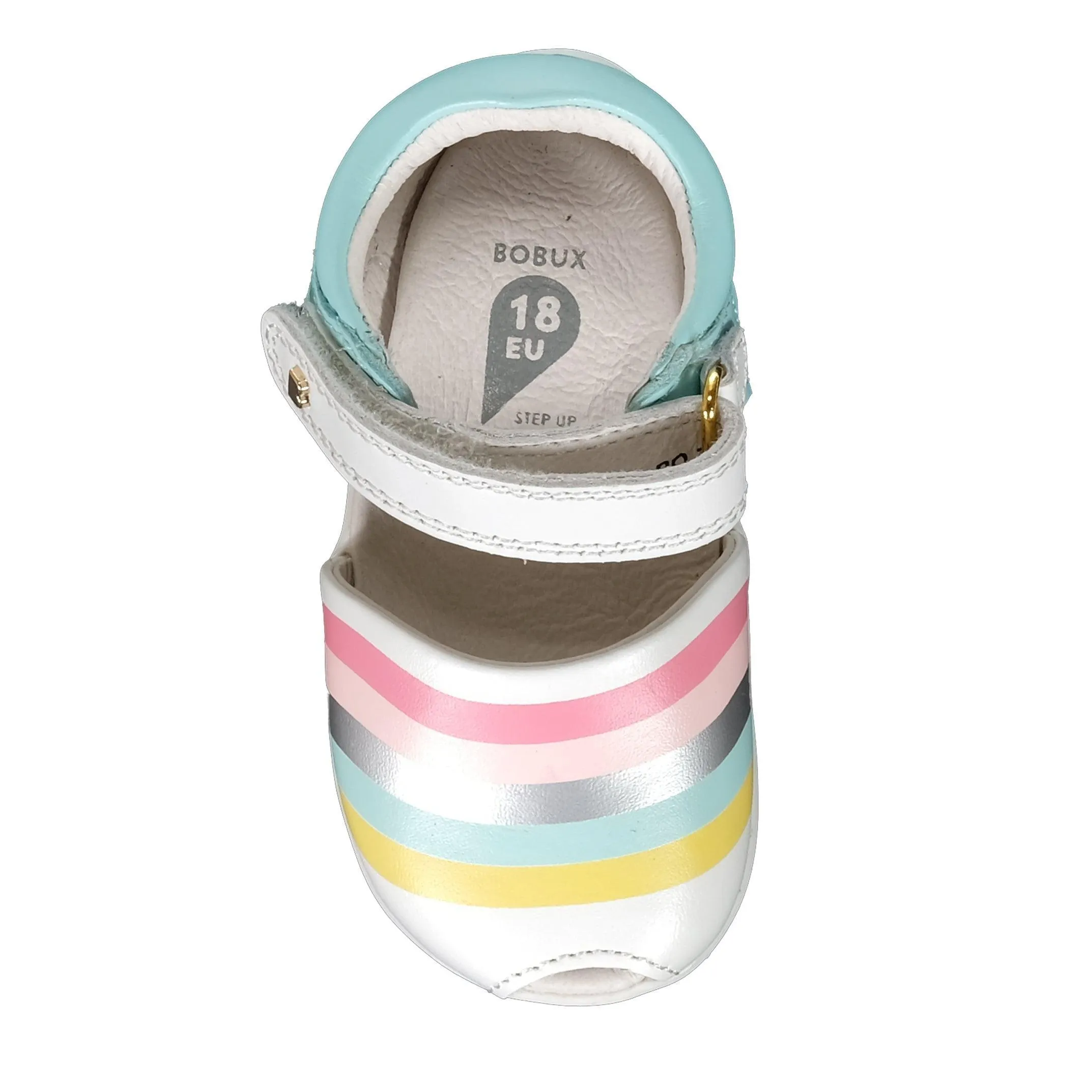 Bobux Step Up Twist 733101 Mist   Silver Rainbow Print