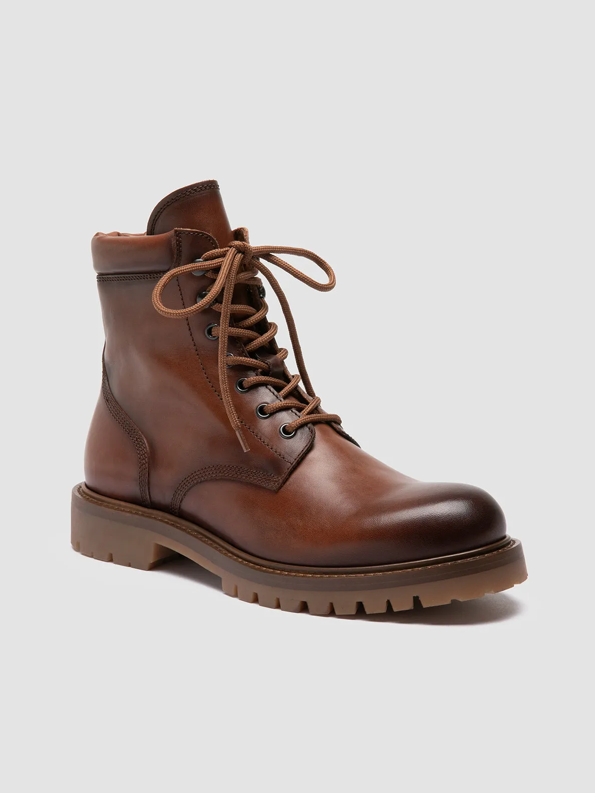 BOSS 002 - Brown Leather Lace Up Boots