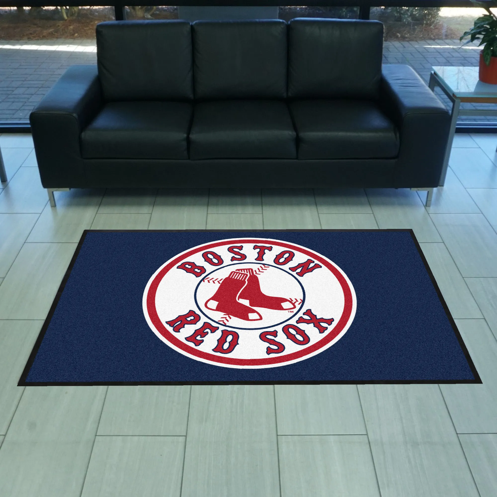 Boston Red Sox 4X6 High-Traffic Mat with Durable Rubber Backing - Landscape Orientation