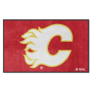 Calgary Flames 4X6 High-Traffic Mat with Durable Rubber Backing - Landscape Orientation