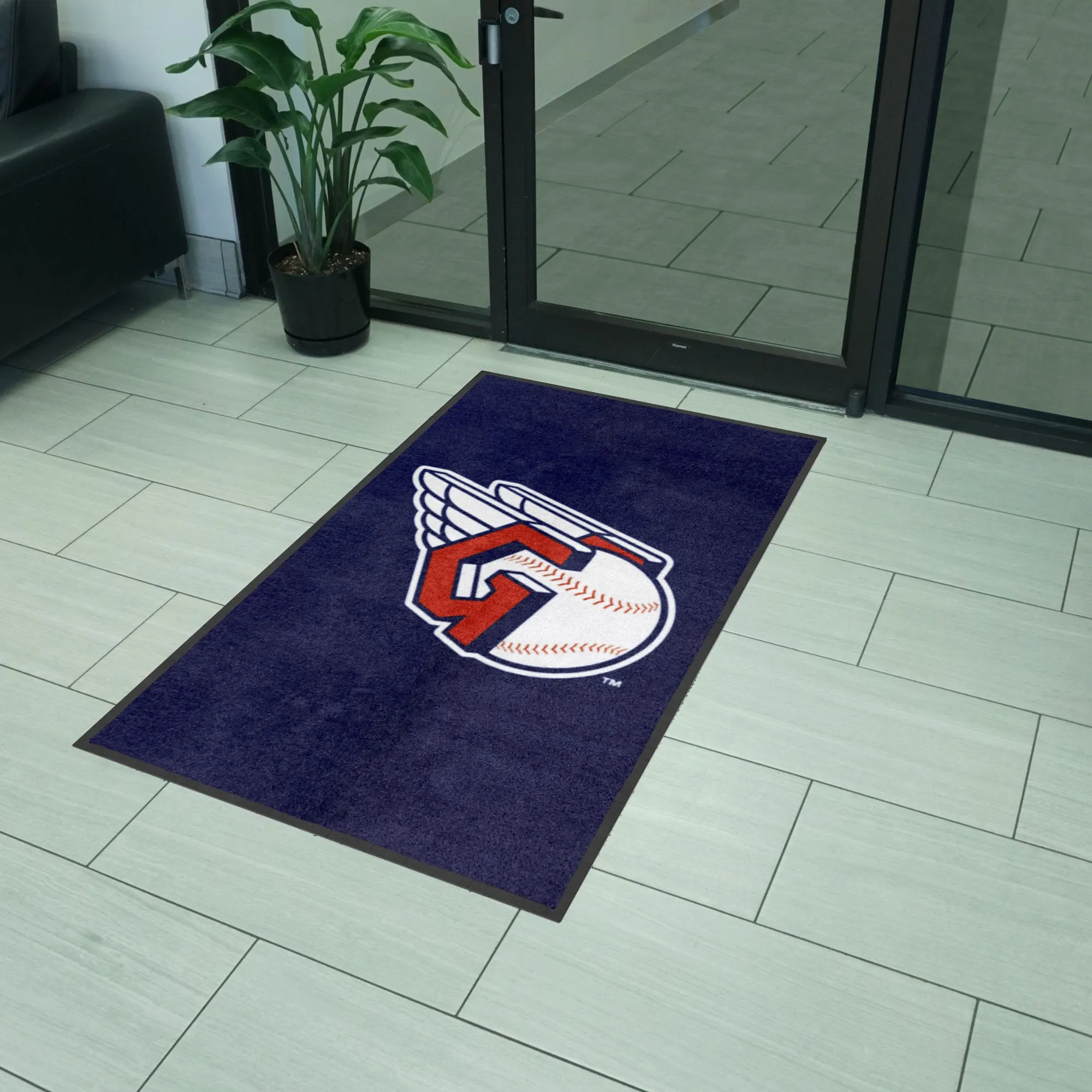 Cleveland Indians 3X5 High-Traffic Mat with Durable Rubber Backing - Portrait Orientation