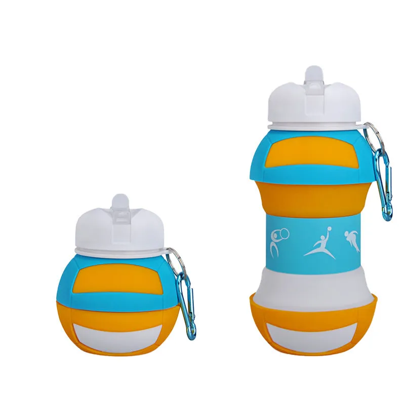 Collapsible Silicone Durable Handheld Kids Water Bottle For Camping Hiking