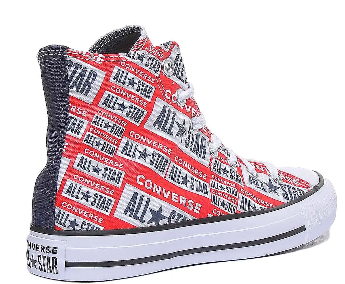 Converse 166984C CT All Star Logo All Over Hi Trainer In White Multi For Women