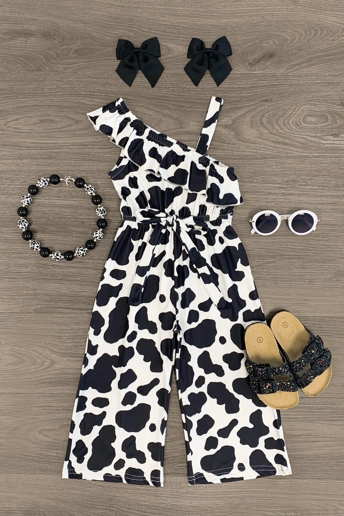 Cow Print One Shoulder Jumpsuit