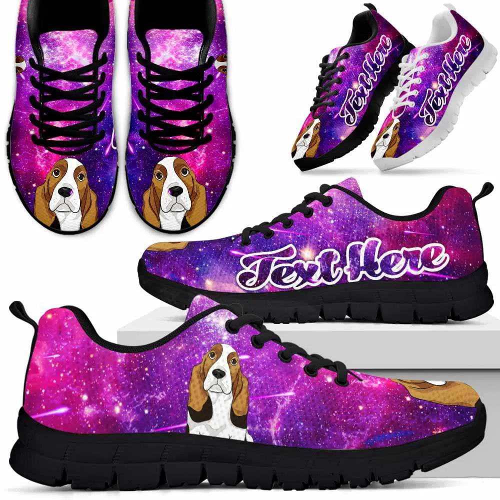 Custom Name Basset Hound Sneaker, Galaxy Basset Hound Dog Lovers Sneakers Running Shoes Gift Men Women, Best Running Shoes