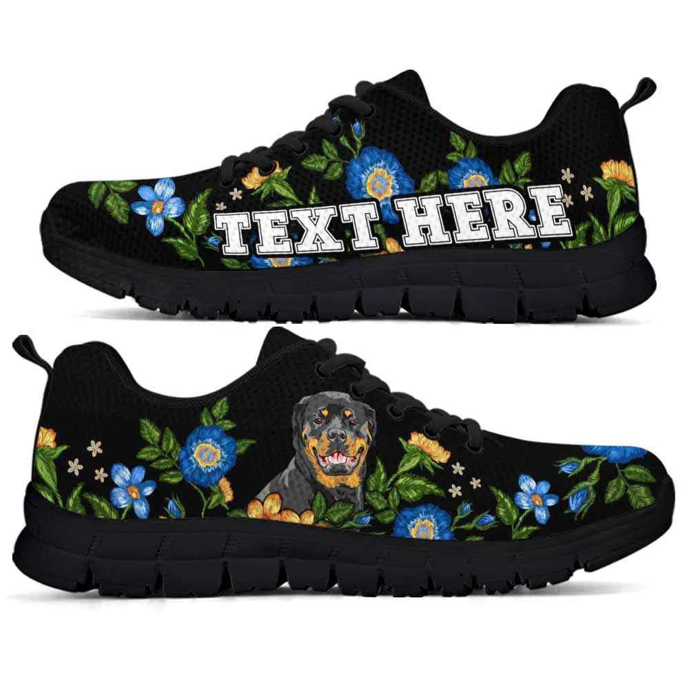 Custom Name Rottweiler Sneaker, Rottweiler Colorful Floral Flower Dog Lovers Sneakers Gym Running Shoes, Best Running Shoes