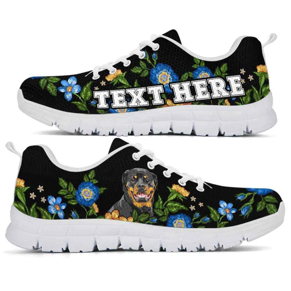 Custom Name Rottweiler Sneaker, Rottweiler Colorful Floral Flower Dog Lovers Sneakers Gym Running Shoes, Best Running Shoes