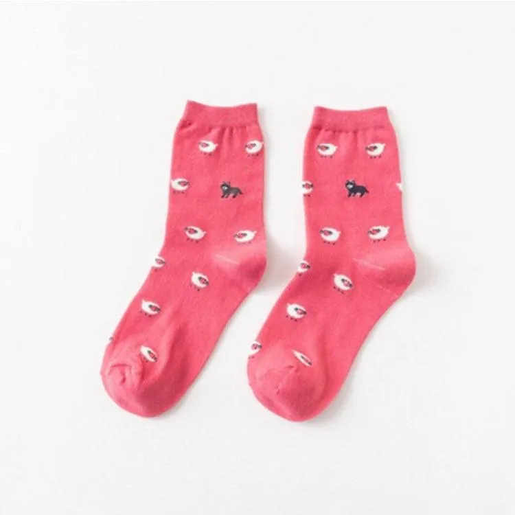 Cute Cartoon Cat Cotton Socks for Women - Cozy & Fun Winter Footwear