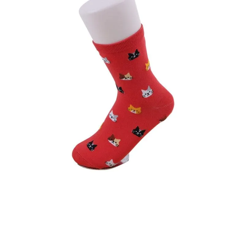 Cute Cartoon Cat Cotton Socks for Women - Cozy & Fun Winter Footwear