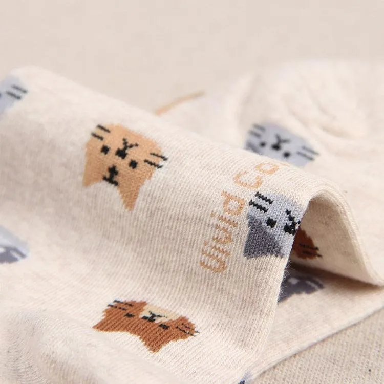 Cute Cartoon Cat Cotton Socks for Women - Cozy & Fun Winter Footwear