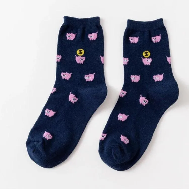 Cute Cartoon Cat Cotton Socks for Women - Cozy & Fun Winter Footwear