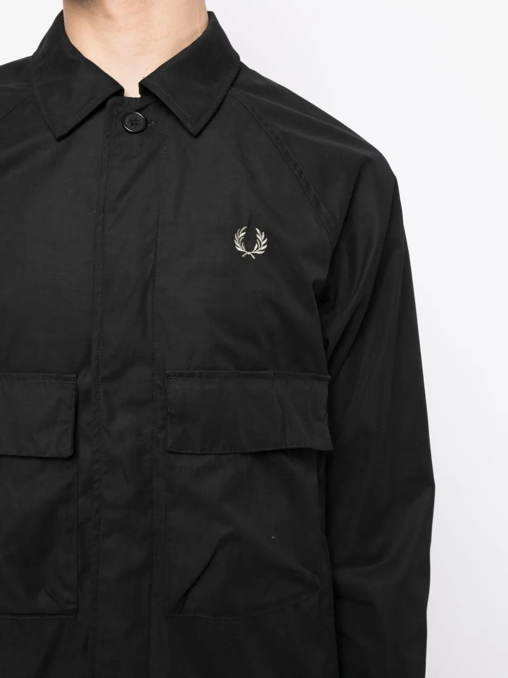 embroidered-logo long-sleeve jacket