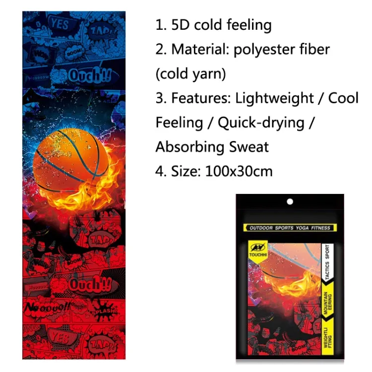 Fitness Cold Towel Outdoor Sports Cooling Quick-Drying Towel, Size: 100 x 30cm(Basketball)