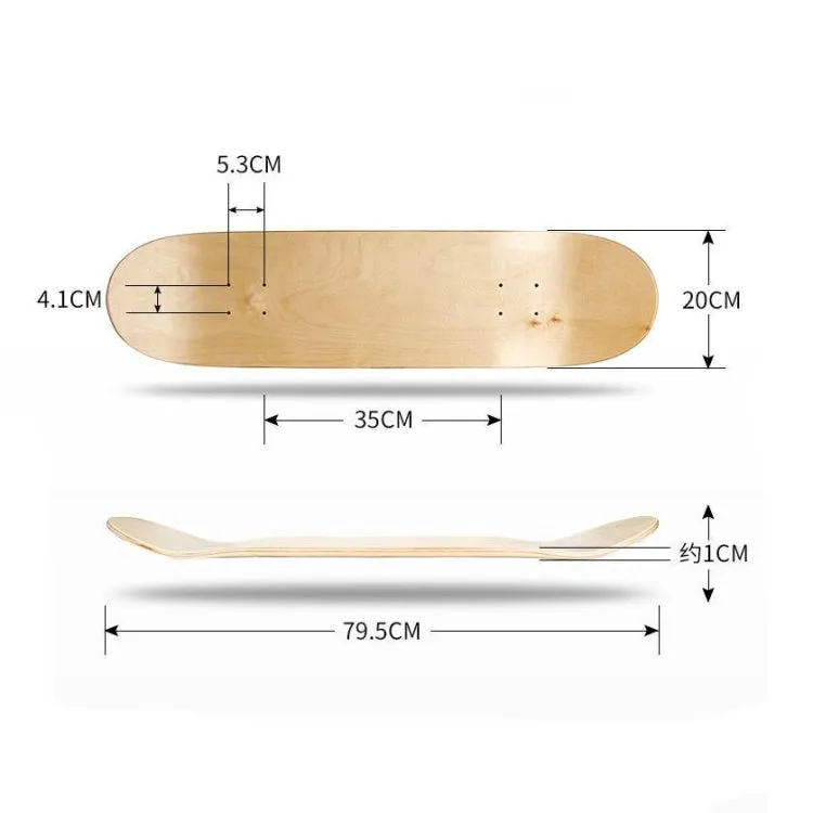 Four-wheeled Skateboard 8-layer Maple Double Raised Skateboard Surface Roughcast Board, Size:31 x 8 inch(As Shown)