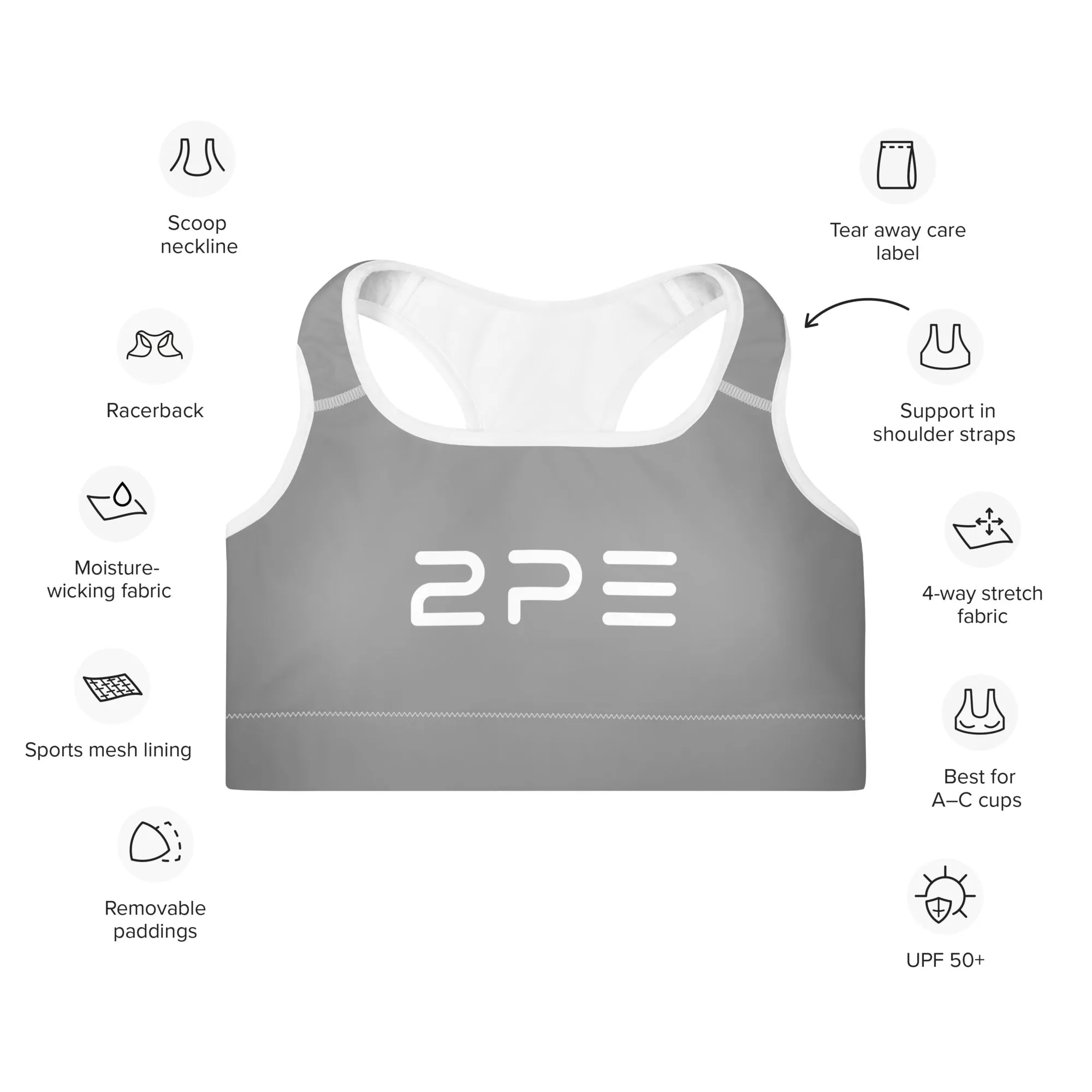 Gray Padded Sports Bra