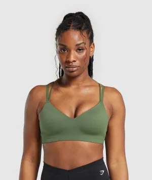 Gymshark Strappy Back Light Support Sports Bra - Core Olive