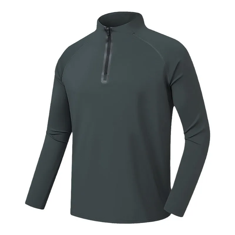 HALF ZIP SPORTS LONG SLEEVED WARM AND SKIN FRIENDLY FITNESS TOP, QUICK DRYING