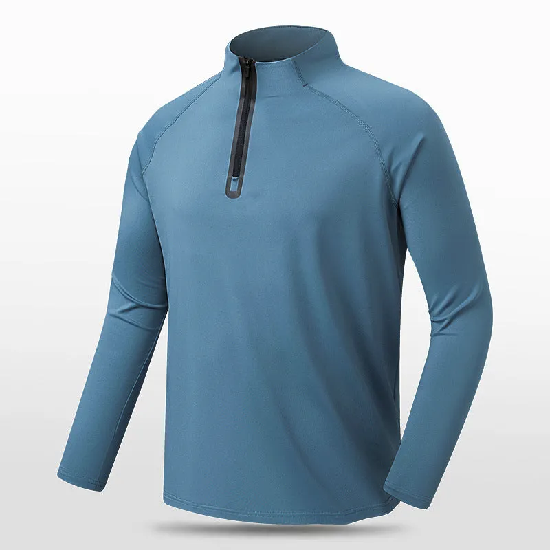 HALF ZIP SPORTS LONG SLEEVED WARM AND SKIN FRIENDLY FITNESS TOP, QUICK DRYING