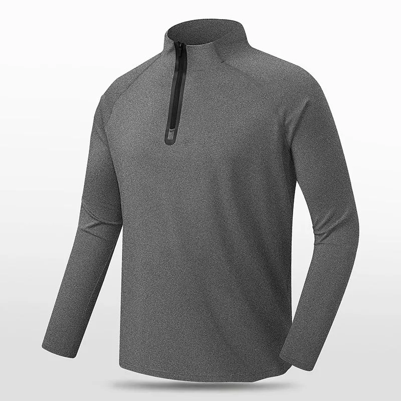 HALF ZIP SPORTS LONG SLEEVED WARM AND SKIN FRIENDLY FITNESS TOP, QUICK DRYING