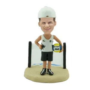 Happy Male Marine Beach Volleyball Custom Figure Bobblehead