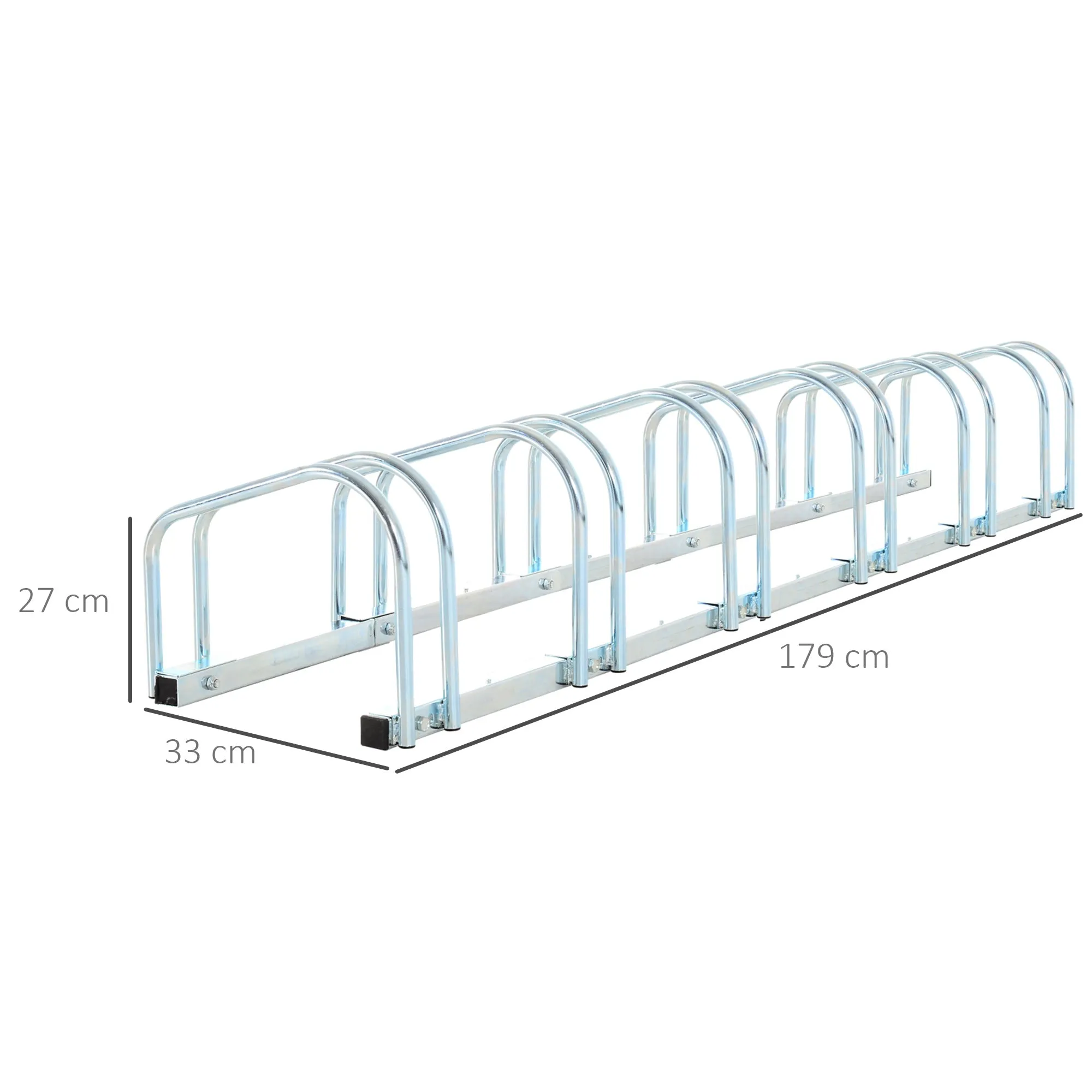 HOMCOM Bike Stand Parking Rack Floor or Wall Mount Bicycle Cycle Storage Locking Stand 179L x 33W x 27H (6 Racks, Silver)