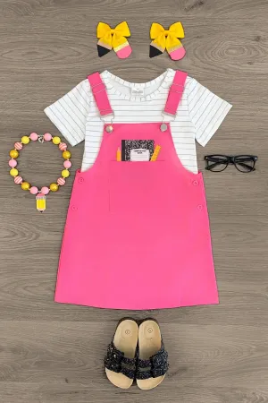 Hot Pink Notebook Jumper Dress Set