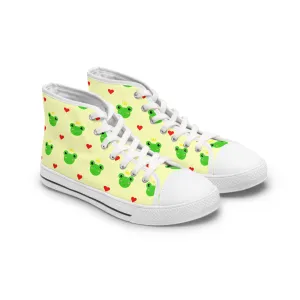 King Frog and Hearts Women's High Top Sneakers