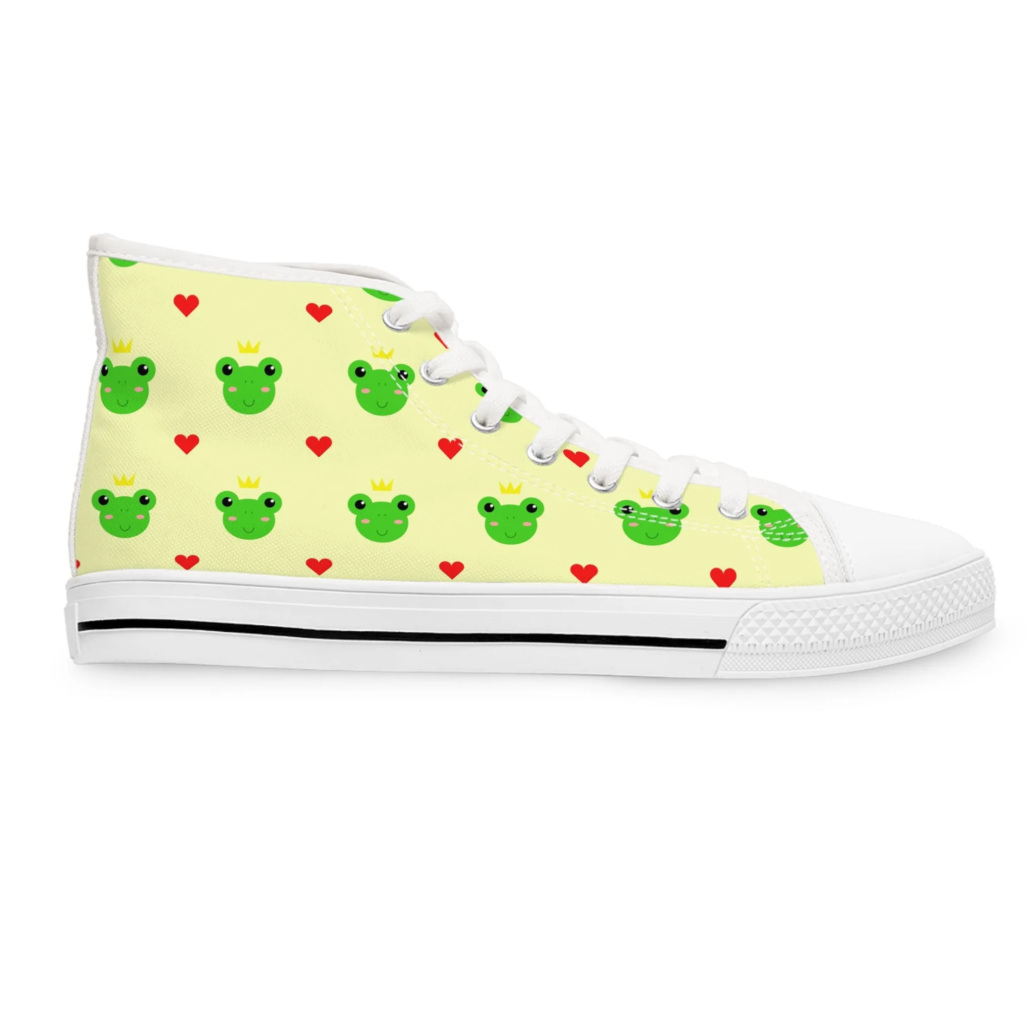 King Frog and Hearts Women's High Top Sneakers