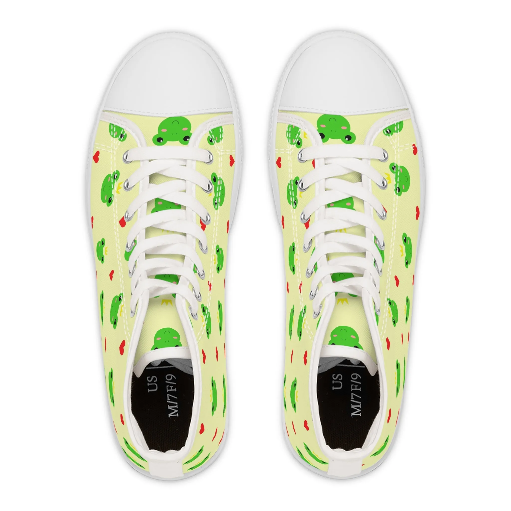 King Frog and Hearts Women's High Top Sneakers