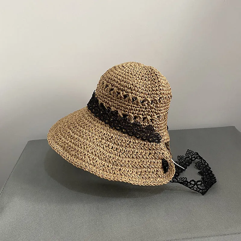 Lace Straw Hat Women Summer Sun Protection Shading Braid Beach