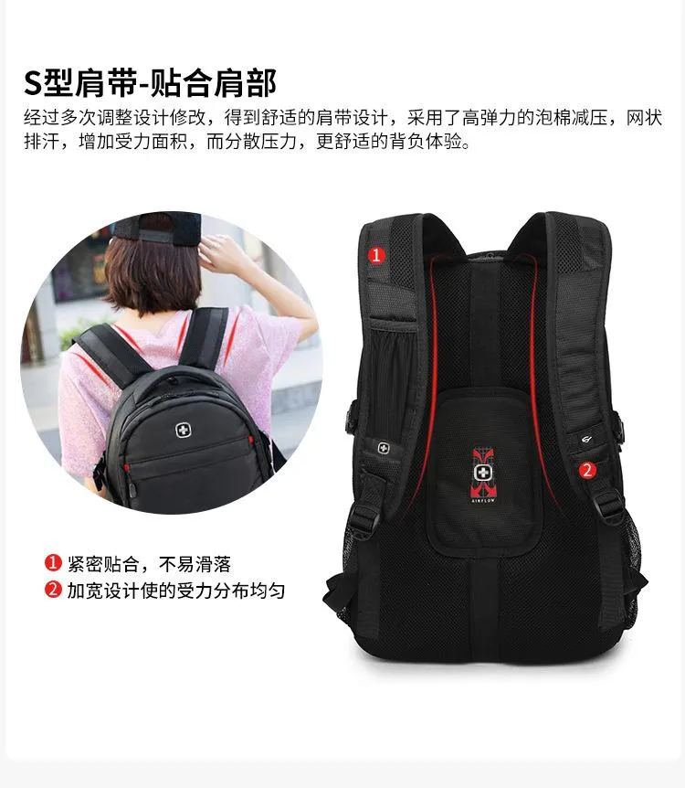 Large outdoor sports black nylon backpack for Men