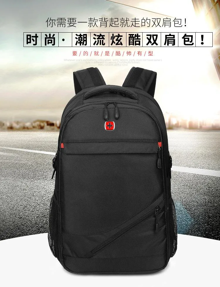 Large outdoor sports black nylon backpack for Men