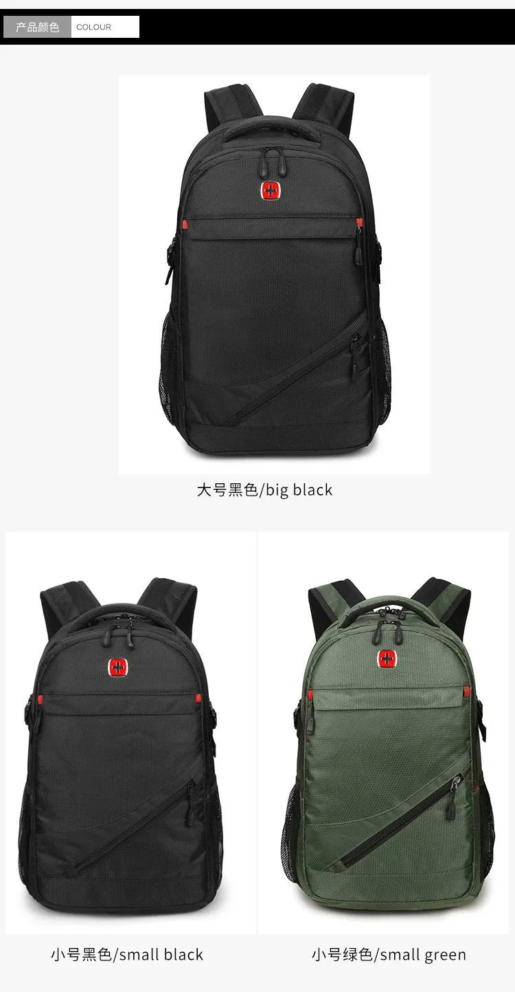 Large outdoor sports black nylon backpack for Men