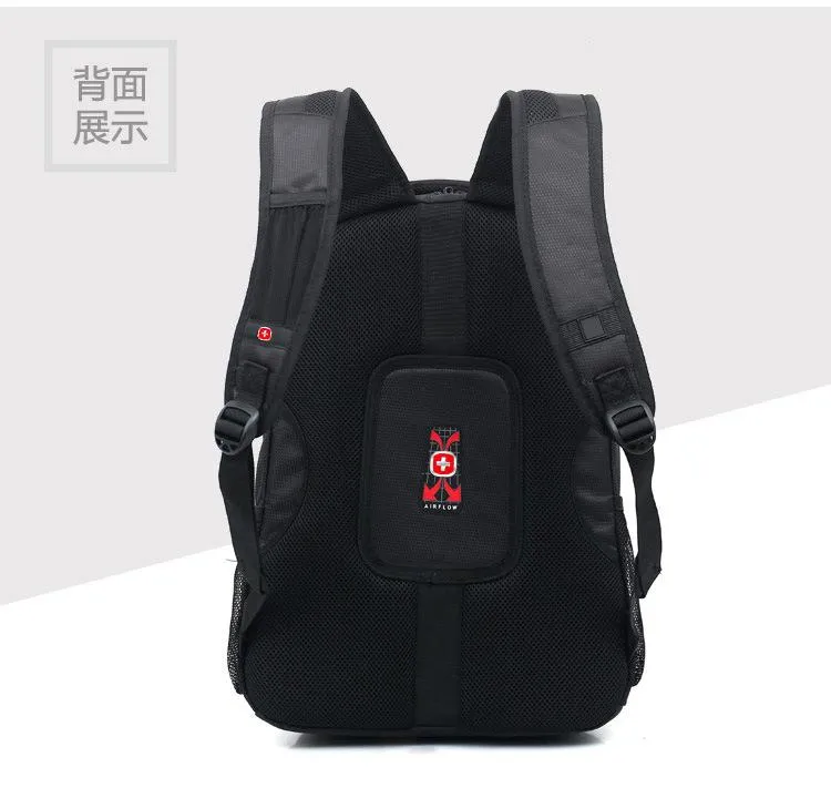 Large outdoor sports black nylon backpack for Men