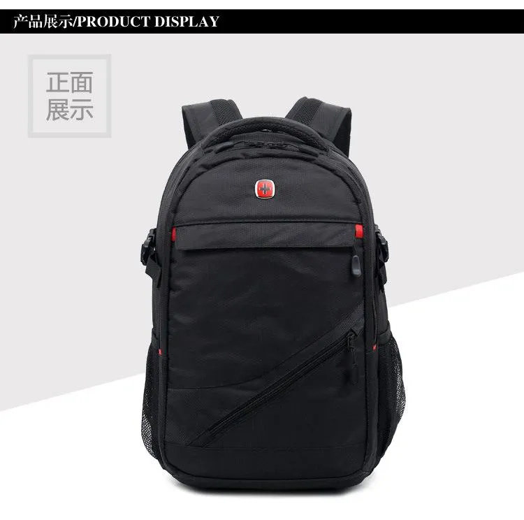 Large outdoor sports black nylon backpack for Men