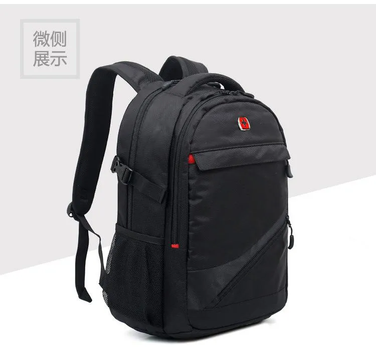 Large outdoor sports black nylon backpack for Men