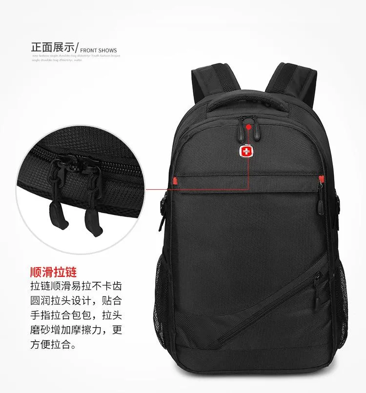 Large outdoor sports black nylon backpack for Men