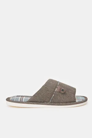 Men Brown Textured Slipper